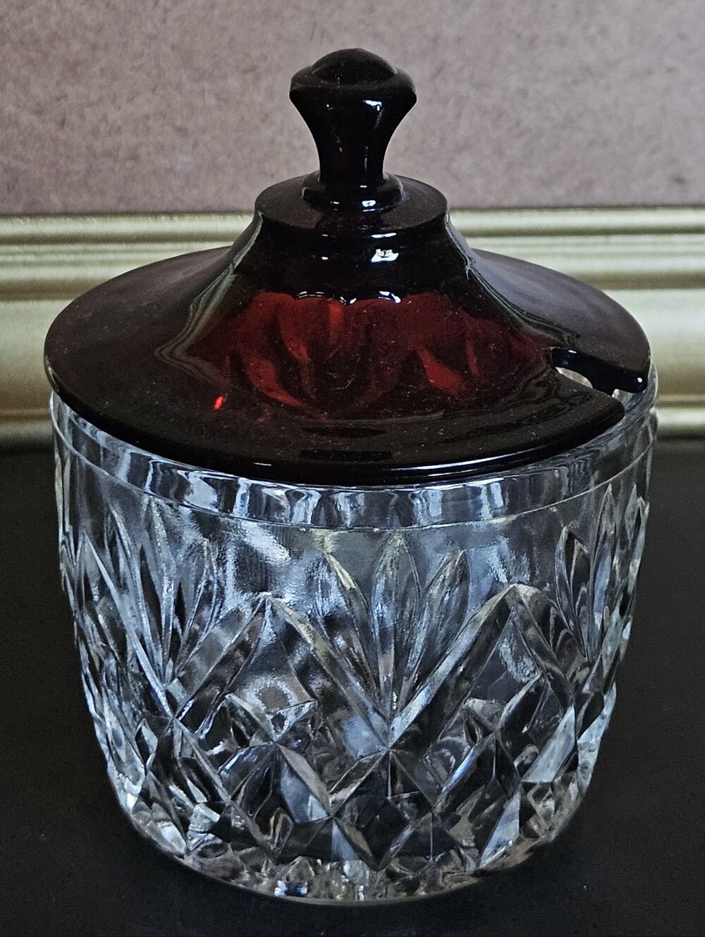 Vintage Anchor Hocking Royal Ruby Red Topped Jelly Sugar Jar